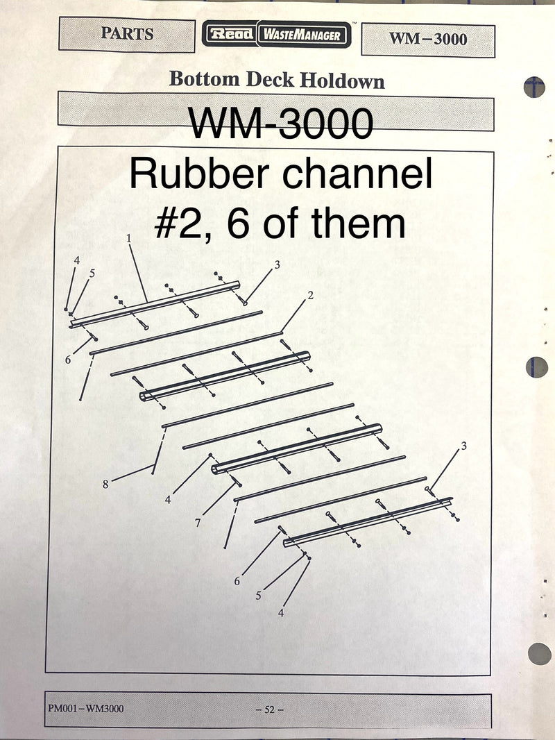 10256 Channel Rubber used on the Read Screen-All RD-40, 90, 150 and the WM2000 and 3000 Screens, top and bottom. Superseded part number for this product was 1174.
