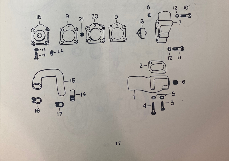 288750C Water outlet/Thermostat housing, Used on the Hercules 2300, 3400 Gas and Diesel engines, also used on the D198 and the 298 engines.