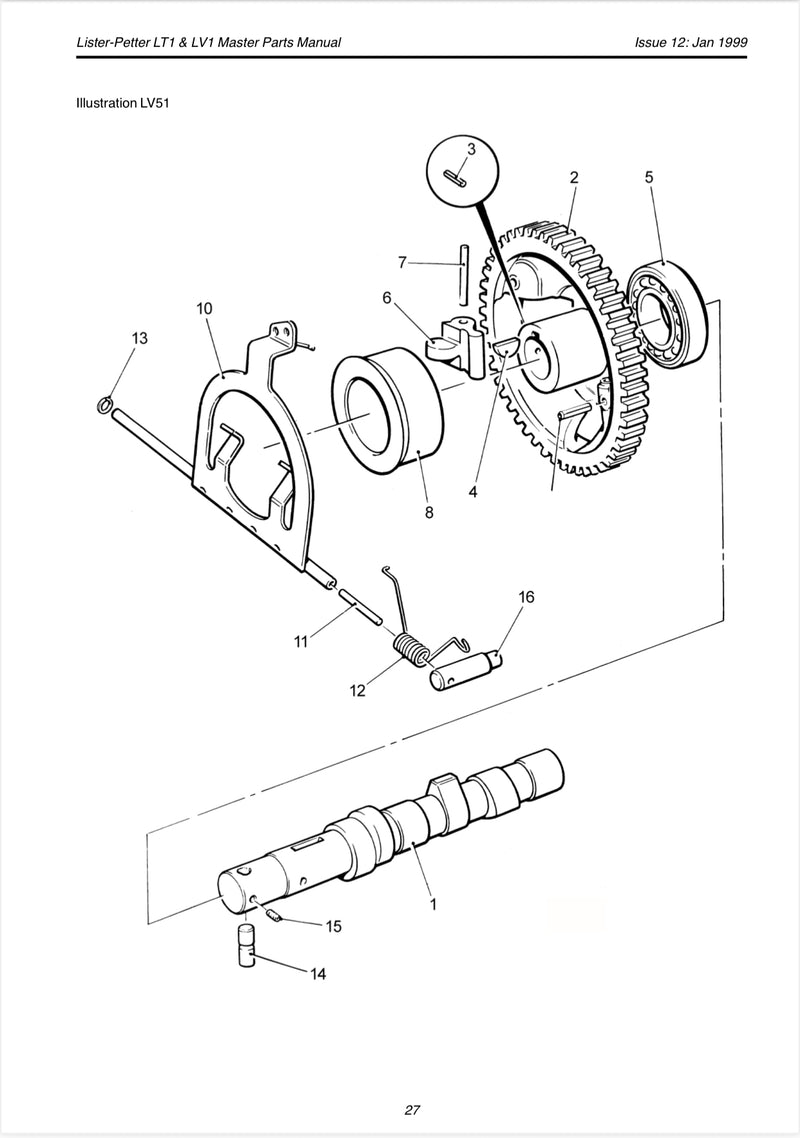 601-3110 Pin, dowel, Commonly used through out the Lister Petter line of engines. LT, LV, TS, TR, TX