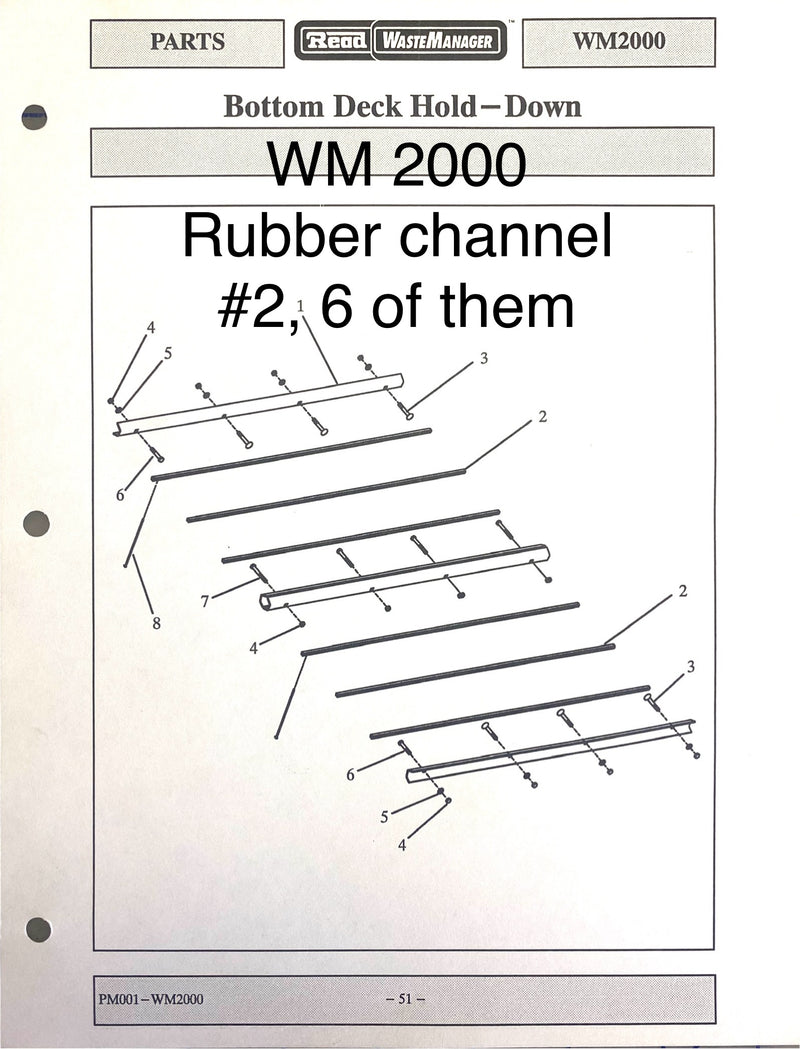 10256 Channel Rubber used on the Read Screen-All RD-40, 90, 150 and the WM2000 and 3000 Screens, top and bottom. Superseded part number for this product was 1174.