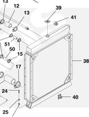 130-3587 Radiator, used on the Cummins 400 KW and 500kw DF 60 hertz model generators, with the KTA 12 and 19 engines. This is an aftermarket new radiator, Cummins has obsoleted this OEM part.