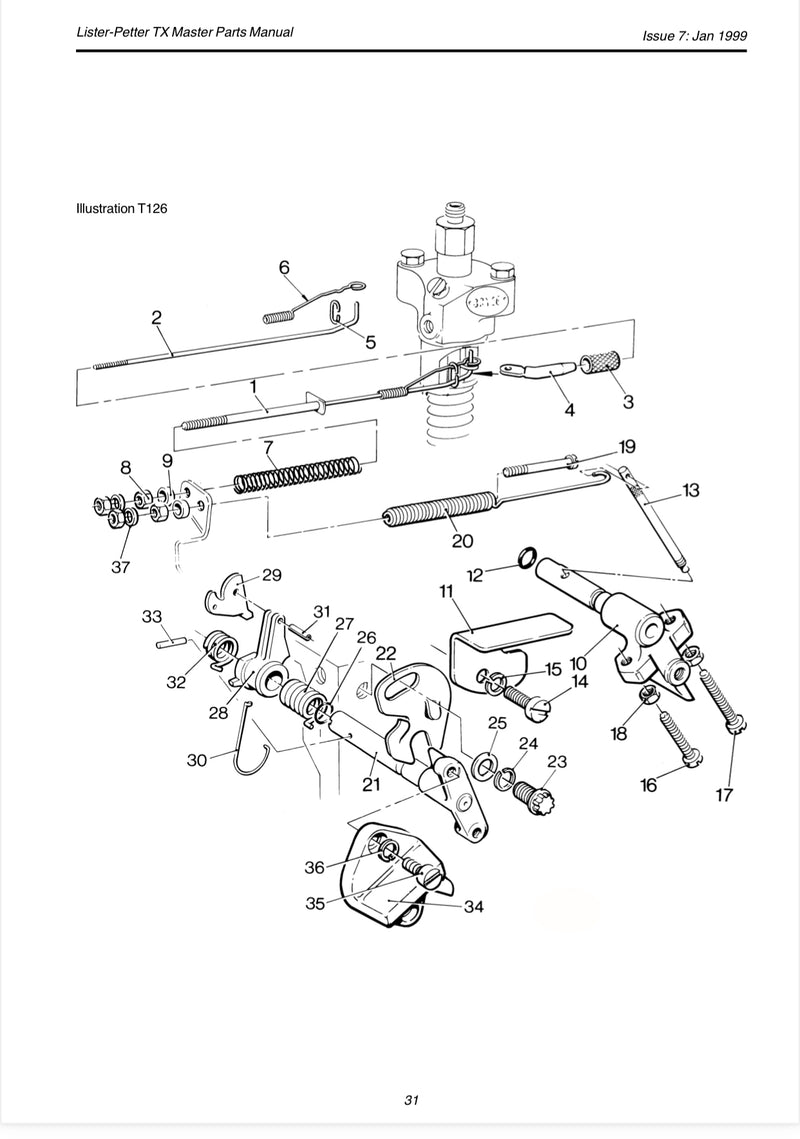 202-37600 Spring, used on the Lister Petter TX, TS and TR series line of engines.