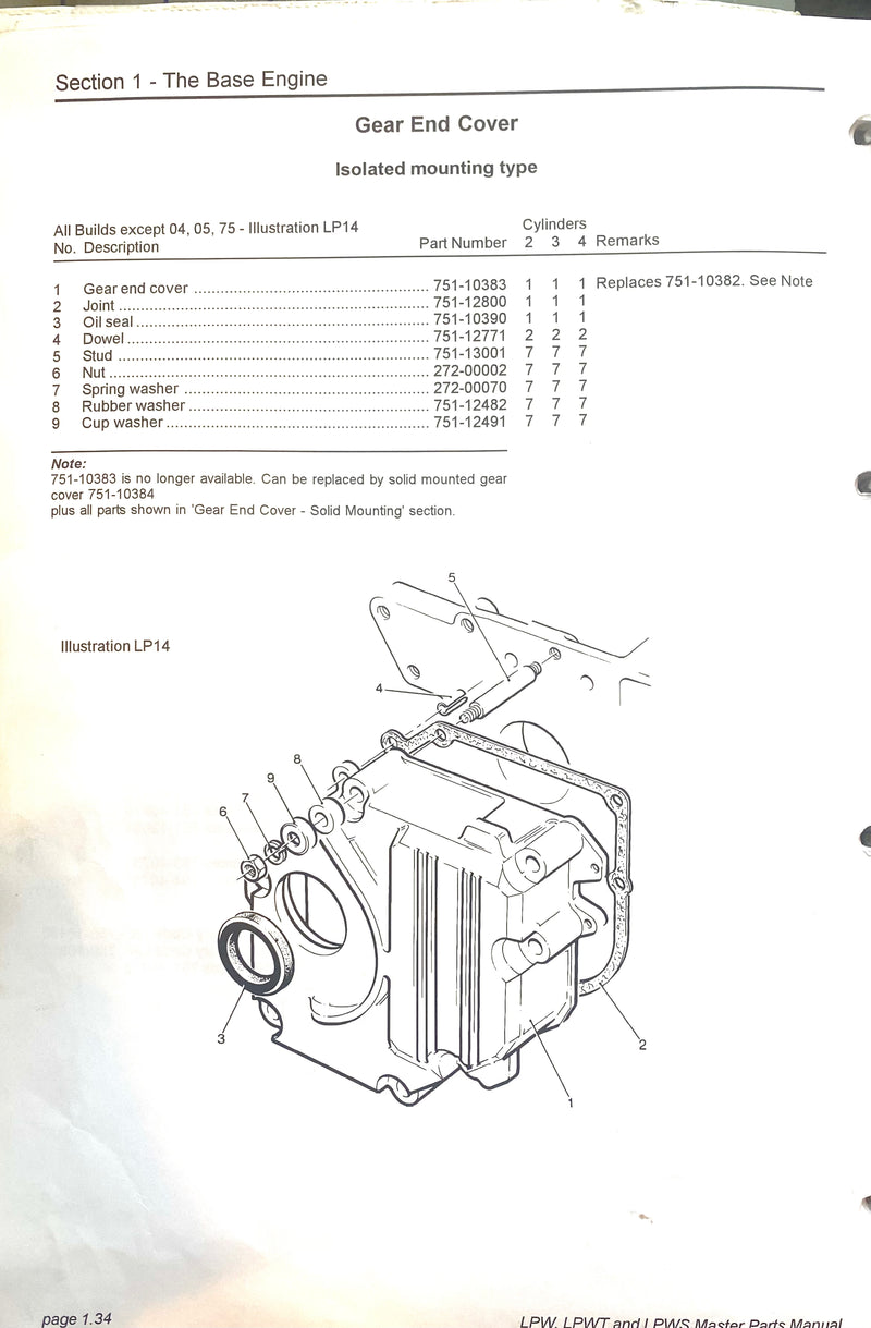 751-12800 Gasket/Joint gear end cover, used on the LPA LPW/S/G and the LPW Marine engines