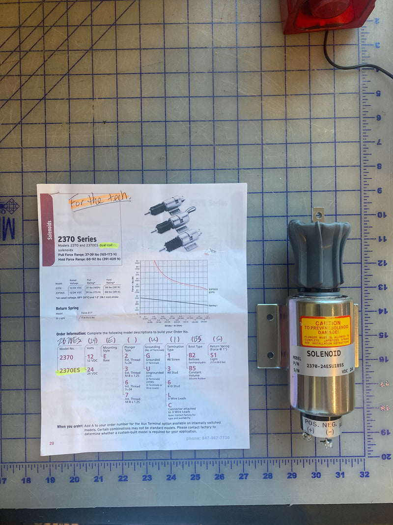 B4400-08800 Syncro-Start Run/Stop solenoid For an Elliott 780RD Generator. This Elliot Power System Generator used the Mitsubishi S12A2-PTA engine