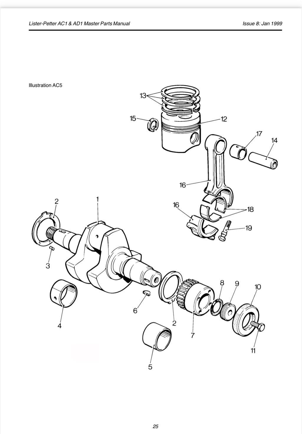 266358 Camshaft bearing (Gear end), for Lister Petter AC1 and the AD1